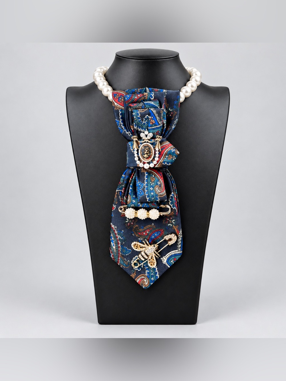 One-of-a-Kind Green Plaid Embellished Double-Breasted Blazer, Floral Brooch Stat